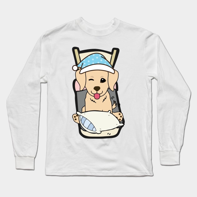 Cute retriever is going to bed Long Sleeve T-Shirt by Pet Station